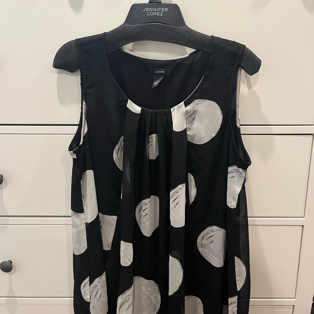 Alfani Black and White Polka Dot Blouse
